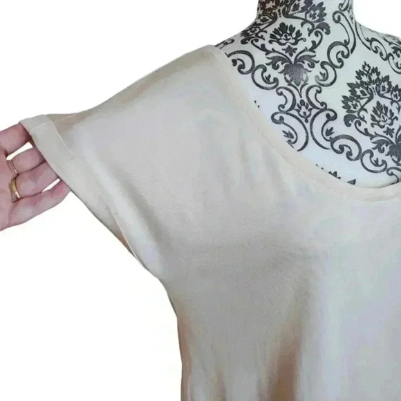 Esqualo T-Shirt Turn Up Sleeve Light Sand Beige Modal Soft Relaxed Women's XL - Picture 6 of 12